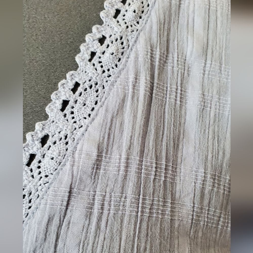 Lavender Lace-Trim Smocked Waist Blouse - Women Tops - Picture 3 of 7